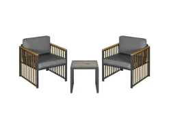 Best Outsunny Gartenmöbel-Set 3-tlg. inkl. Couchtisch 2 Stühle