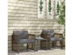 Best Outsunny Gartenmöbel-Set 3-tlg. inkl. Couchtisch 2 Stühle