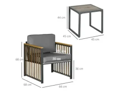 Best Outsunny Gartenmöbel-Set 3-tlg. inkl. Couchtisch 2 Stühle