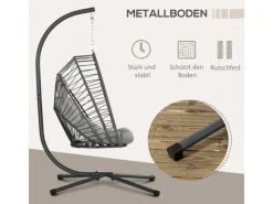 Online Outsunny Hängesessel Stahl PE Rattan Hellgrau 100L x 131B x 194H cm