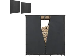 Outsunny Kaminholzregal Abdeckung Brennholzregalabdeckung Polyester Schwarz