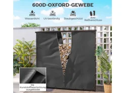 Outsunny Kaminholzregal Abdeckung Brennholzregalabdeckung Polyester Schwarz