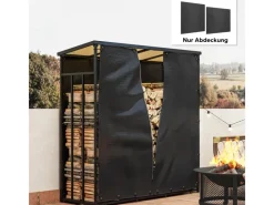 Outsunny Kaminholzregal Abdeckung Brennholzregalabdeckung Polyester Schwarz