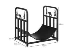 Clearance Outsunny Kaminholzregal Brennholzregal mit Griffe Metall Schwarz