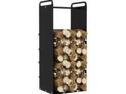 Outsunny Kaminholzregal Brennholzregal für Outdoor Indoor Stahl Schwarz