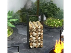 Outsunny Kaminholzregal Brennholzregal für Outdoor Indoor Stahl Schwarz