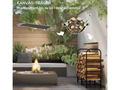 Outsunny Kaminholzregal Feuerholzregal für Garten Metall Schwarz