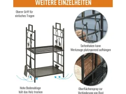Hot Outsunny Kaminholzständer mit Kaminbesteck 51,5x33x77 cm