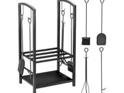 Best Outsunny Kaminholzständer 2 Schichte Kaminwerkzeug 40x30x74,5cm