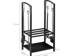 Best Outsunny Kaminholzständer 2 Schichte Kaminwerkzeug 40x30x74,5cm