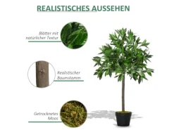 Discount Outsunny Künstliche Pflanze Kunststoff Zement Ø16 x 90H cm