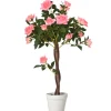 Hot Outsunny Künstliche Rosenpflanzen im Zementtopf 90 cm
