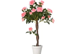 Hot Outsunny Künstliche Rosenpflanzen im Zementtopf 90 cm