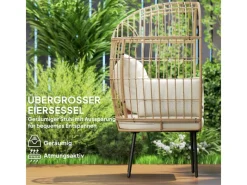 Clearance Outsunny Rattansessel Stahl PE-Rattan 95L x 80B x 155H cm Beige