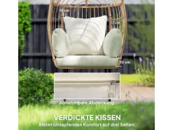 Clearance Outsunny Rattansessel Stahl PE-Rattan 95L x 80B x 155H cm Beige