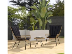Best Outsunny Rattan-Sitzgruppe PE-Rattan Polyester 76L x 66B x 96H cm Schwarz