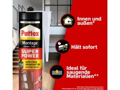 Pattex Baukleber Montagekleber Super Power Kartusche starke Anfangshaftung 370 g