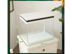 PawHut Aquarium Filtersystem Glas ABS Weiß 48L x 30B x 41H cm