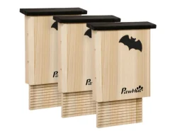PawHut Fledermauskasten 3er-Set zum Aufhängen Tannenholz 25 x 6 x 37,5 cm Natur