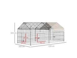 Clearance PawHut Freigehege Laufgitter mit Abdeckung