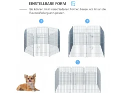 PawHut Freilaufgehege Laufstall Welpengitter für Tiere 8-Teilig