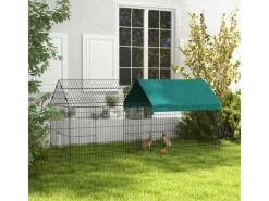 PawHut Freilaufgehege mit Abdeckung und 4 Türen