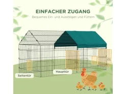 PawHut Freilaufgehege mit Abdeckung und 4 Türen