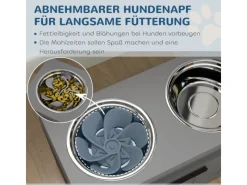 PawHut Futterstation Hundenäpfe MDF Stahl Grau 60L x 30B x 35H cm