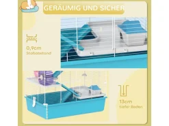 Online PawHut Hamsterkäfig Metall Kunststoff Hellblau 58L x 36B x 81H cm