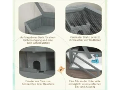 Best PawHut Hamsterkäfig Tannenholz PS-Plexiglas Grau 115L x 60B x 55H cm