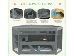 Best PawHut Hamsterkäfig Tannenholz PS-Plexiglas Grau 115L x 60B x 55H cm