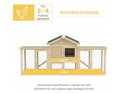 Clearance PawHut Hühnerstall 204 x 85 x 93 cm Hühnerhaus mit Freigehege Nistkasten