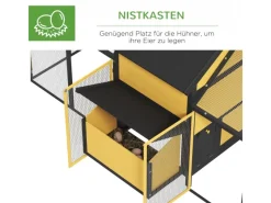 PawHut Hühnerstall aus Holz Geflügelstall mit Nistkasten Doppel-Laufstall