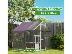 Discount PawHut Hühnerstall Freilaufgehege Freigehege mit Schloss Tannenholz