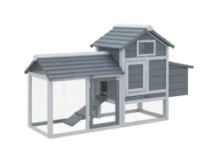 PawHut Hühnerstall mit Tannenholz Rampe Tannenholz Grau 150,5cm x 54cm x 87cm