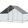 PawHut Hühnerstall Stahl Kunststoff Silber Grau 300L x 200B x 200H cm