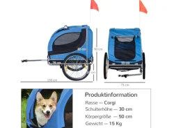 PawHut Hundeanhänger Hunde Fahrrad Anhänger Reflektor