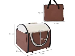 PawHut Hundebox Faltbar mit Kissen Reisetasche Wasserdicht Kaffee 61 x 46 x 51cm