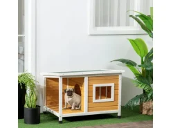 Clearance PawHut Hundehütte mit Terrasse