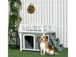 Online PawHut Hundehütte mit Treppe 121 x 77 x 78 cm