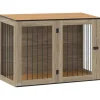 PawHut Hundekäfig Hundebox Stahl MDF Eiche 106B x 60T x 76H cm