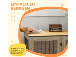PawHut Hundekäfig Hundebox Stahl MDF Eiche 106B x 60T x 76H cm