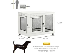 Online PawHut Hundekäfig Indoor mit Kissen 2 Türen Weiß 94 x 60 x 71,5 cm