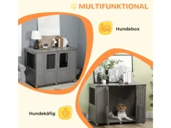 PawHut Hundekäfig mit Schloss und Fenster 116 x 60 x 87 cm