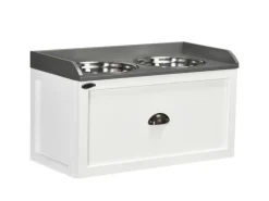 PawHut Hundenapf 2 x 2L mit Schublade Edelstahlnapf