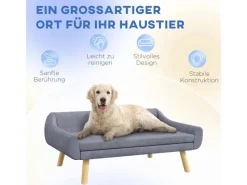 PawHut Hundesofa mit Rückenlehne Holzbeine und Kissen