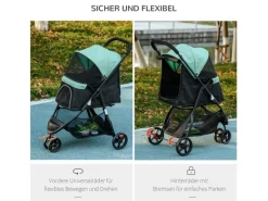 PawHut Hundewagen Polyester Stahl 80,5L x 51,5B x 100H cm