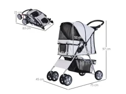 PawHut Hundewagen Hundebuggy Verstellbares Vordach