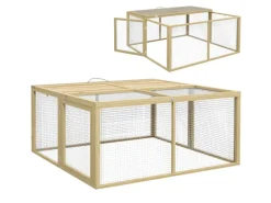 Outlet PawHut Kaninchenstall Klappbar mit Freilaufgehege 120 x 120x57 m