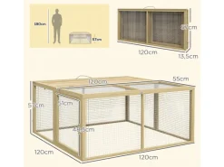 Outlet PawHut Kaninchenstall Klappbar mit Freilaufgehege 120 x 120x57 m